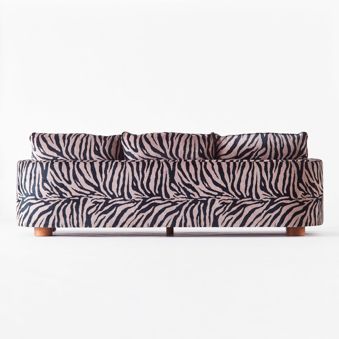 Modern Zebra‑Stripe Block Upholstered Modular Statement Sofa