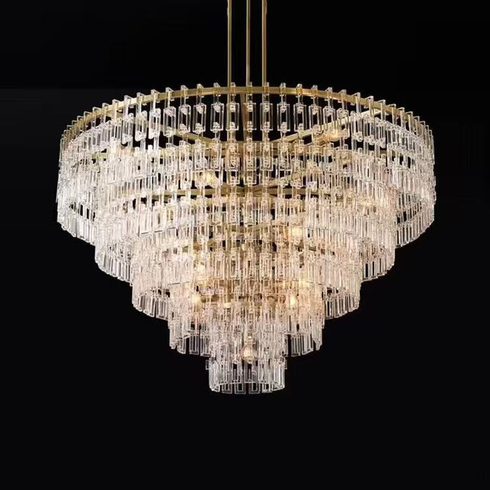 Modern Luxury Multi-Tier Crystal Buckle Ring Chandelier