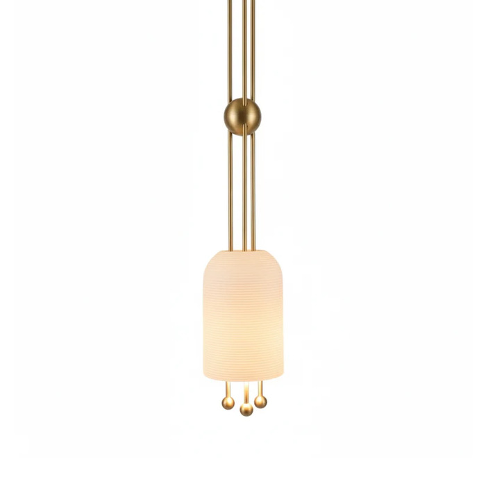 Modern Ribbed Glass Mini Sphere Single Pendant Light