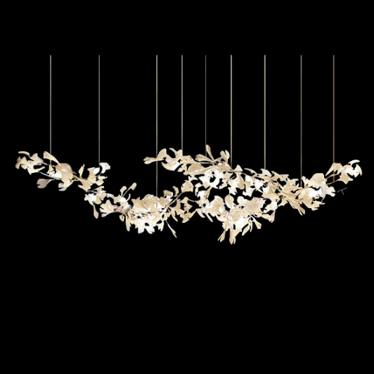Lámpara colgante de rama de árbol de hierro, candelabro de flores blancas con ramita de cerámica Extra grande, para sala de estar/comedor grande