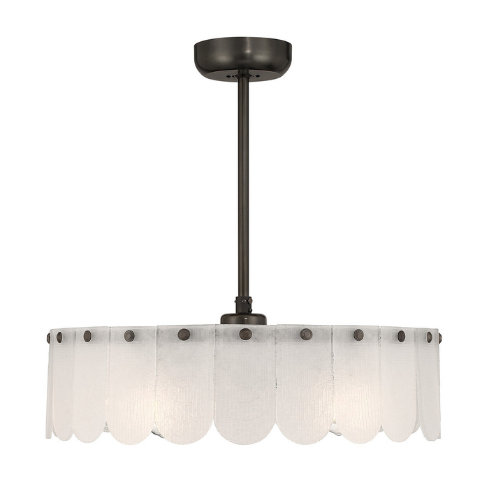 Modern Scalloped Textured Glass Ring Chandelier Fan Light