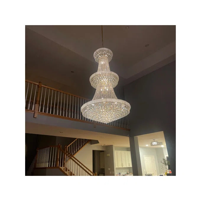 Lámpara de lujo del imperio francés para el techo de la sala de la Villa, luz de cristal de tres capas para el vestíbulo del Hotel