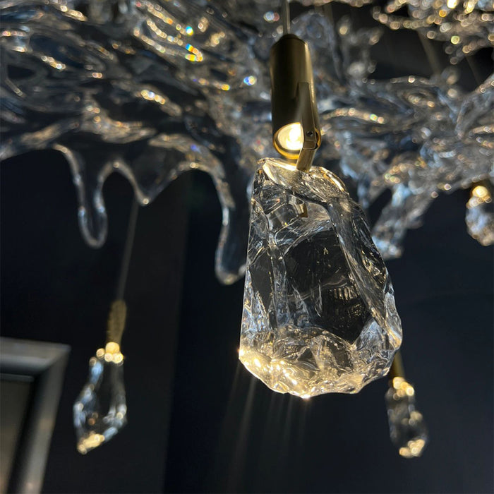 Lámpara de araña de cristal de onda creativa de diseño artístico para sala de estar/escalera/vestíbulo