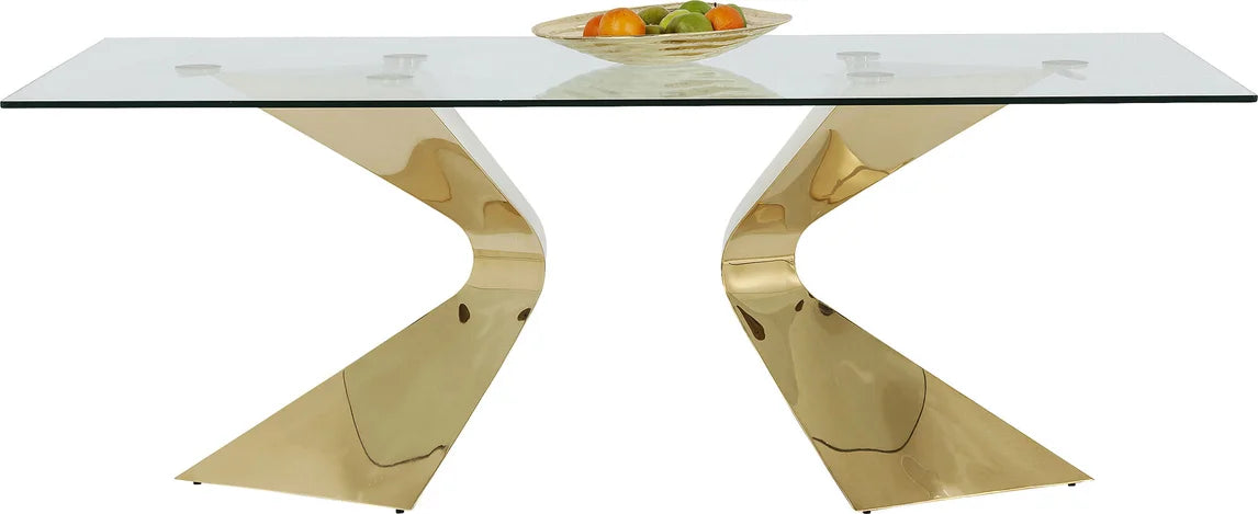 Luxury Gold Leg Glass Dining Room Table