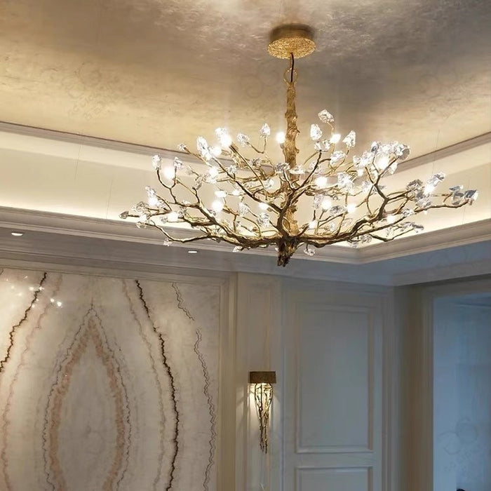 Lámpara de araña de rama de piedras preciosas de diseño creativo para sala de estar/dormitorio