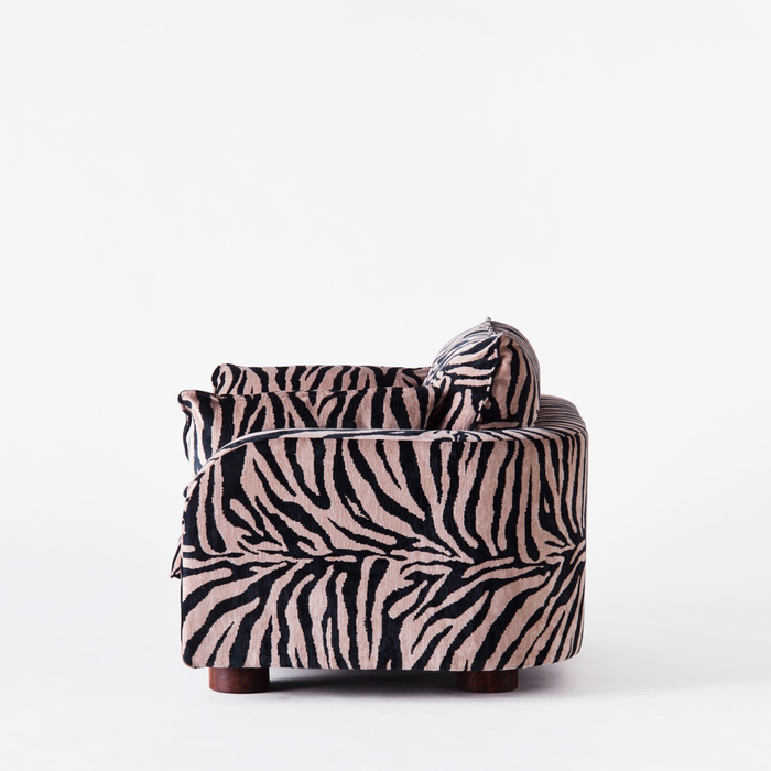Modern Zebra‑Stripe Block Upholstered Modular Statement Sofa