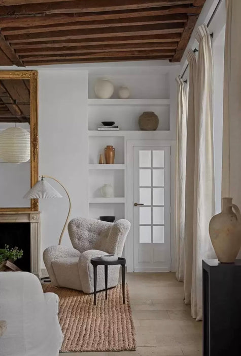 French Medium Antique Cream Style Upholstered Chair