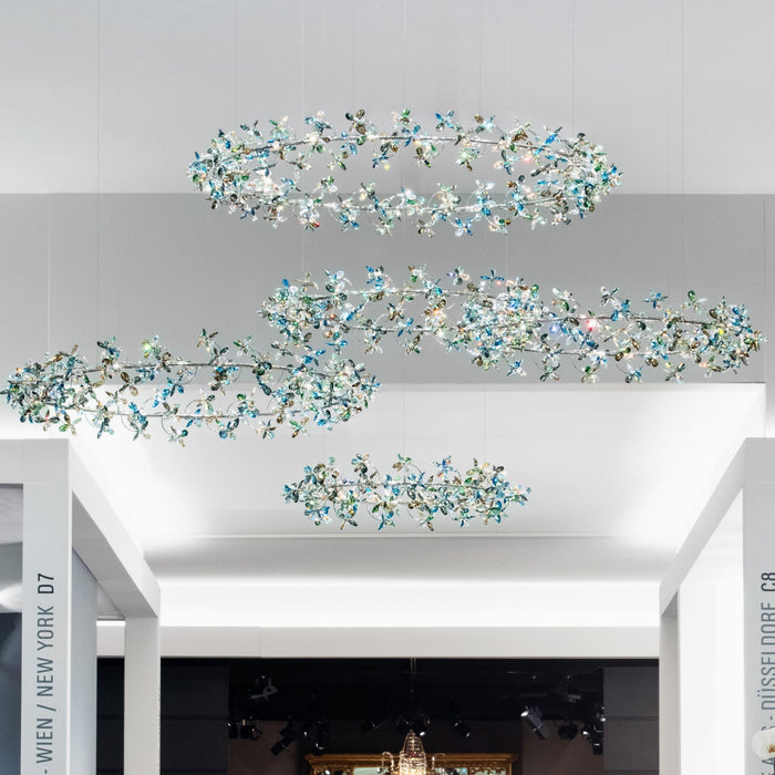 Lámpara de araña de cristal con corona floral de diseño de arte moderno