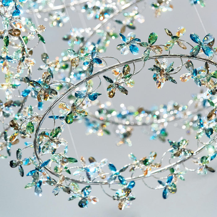 Lámpara de araña de cristal con corona floral de diseño de arte moderno