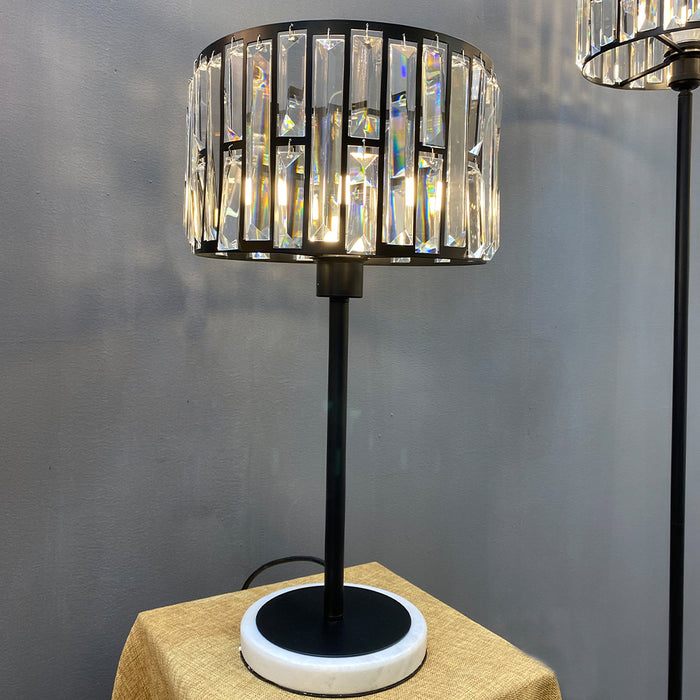 Modern Black Finish Crystal Table Lamp