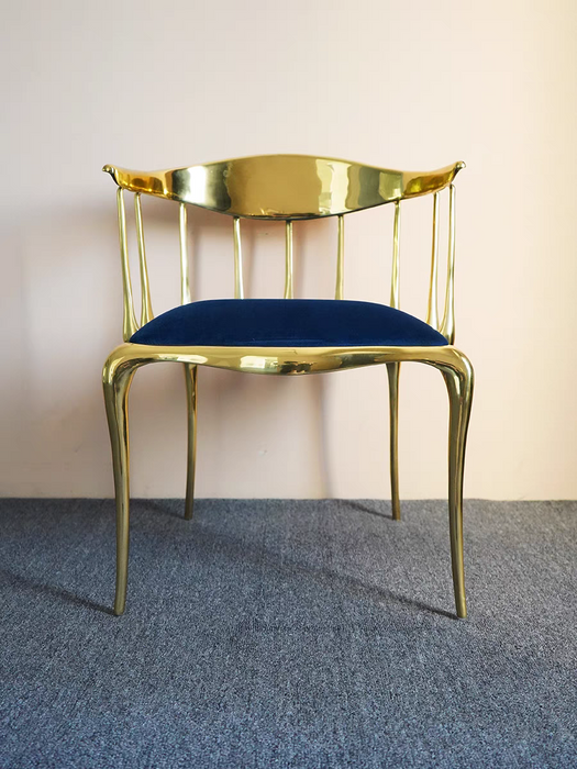 Italian Style Velvet Dining Chair in Pure Copper