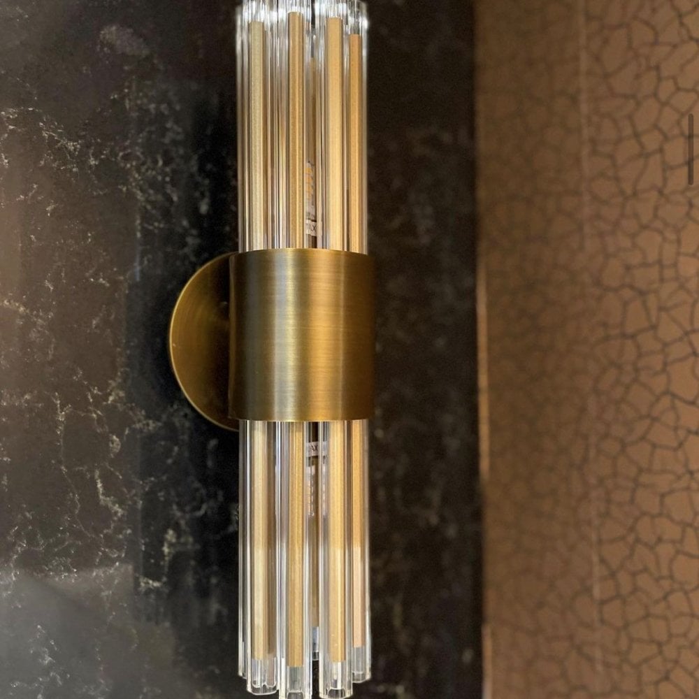 Modern Antique Brass and Glass Rod Wall Lamp — Lyfairs