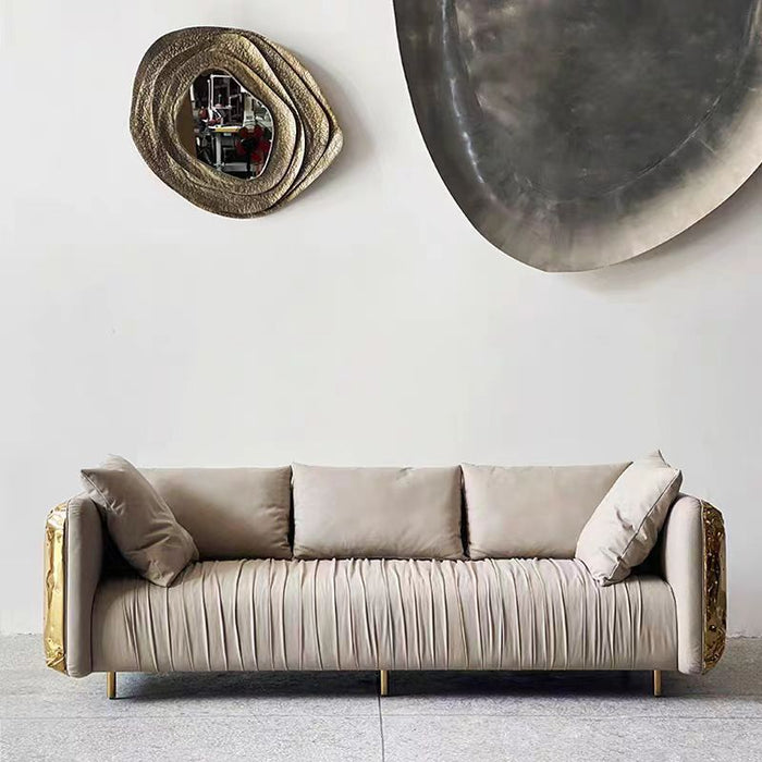 Luxury Creative Light Gray Sofa with Brass Finish Color