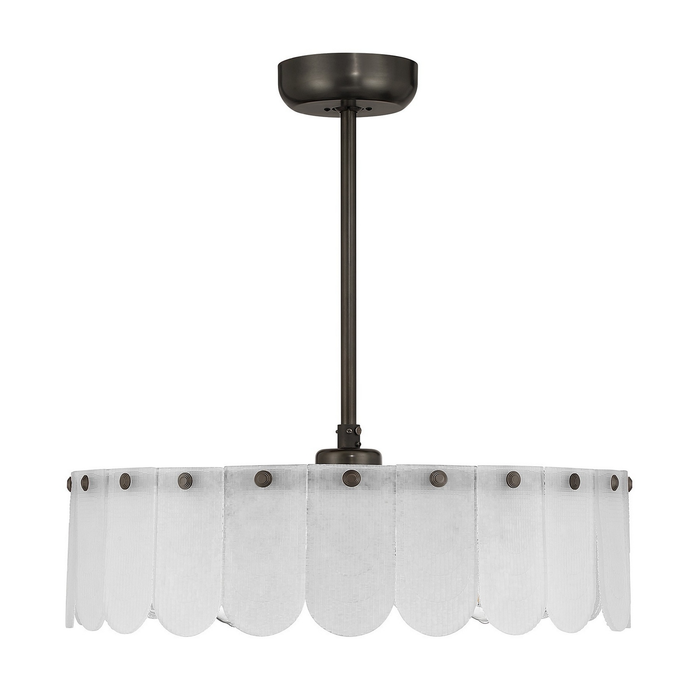 Modern Scalloped Textured Glass Ring Chandelier Fan Light