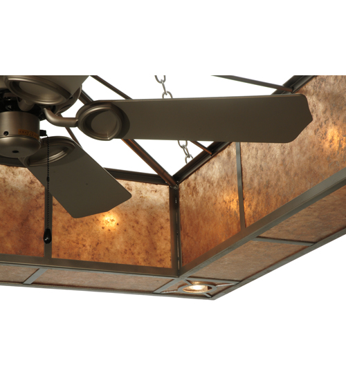 Rustic Square Frame Mica Chandelier Fan Light