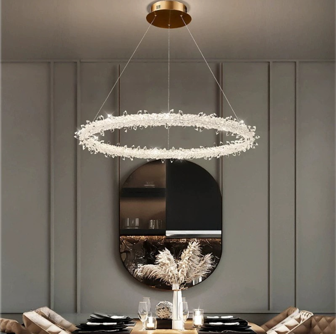 Lampadari di cristallo Bling Bling Princess Ring Plafoniere moderne per la camera da letto o il soggiorno delle ragazze