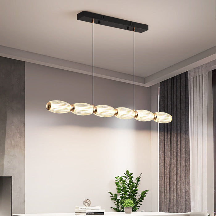 Modern Linear Ribbed Acrylic Pendant Light for Dining Room/Kitchen Island