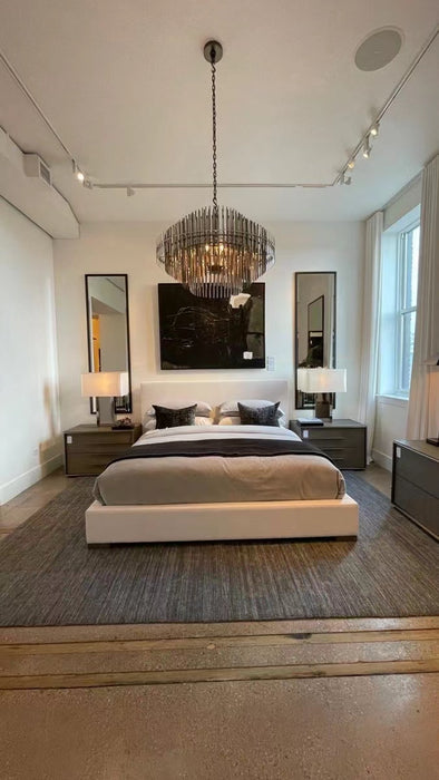 Lámpara redonda de cristal tubular de diseño de arte moderno para sala de estar/dormitorio