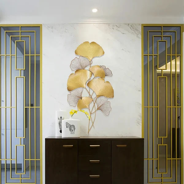 Decorazione Murale Decorazione da parete con foglie di ginkgo in metallo 3D, decorazioni naturali per la casa, per casa, ufficio, soggiorno, bagno Decorazione Murale Decorazione da parete con foglie di ginkgo in metallo 3D, decorazioni naturali per la casa, per casa, ufficio, soggiorno, bagno