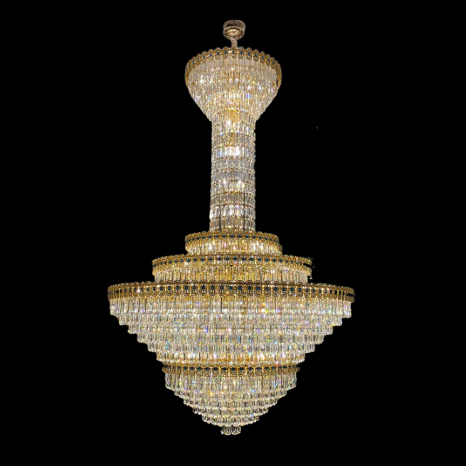 Lámpara de araña de cristal extra grande de lujo para sala de estar/vestíbulo de techo alto 