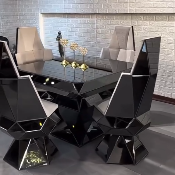 Modern Black Geometric Dining Side Chair