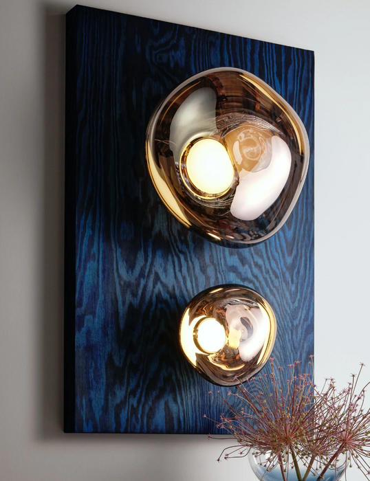 Modern Luxury Metallic Mirrored Irregular Lava Wall Sconce