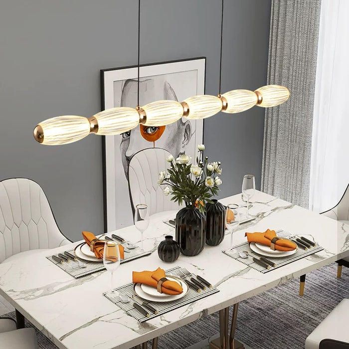 Modern Linear Ribbed Acrylic Pendant Light for Dining Room/Kitchen Island