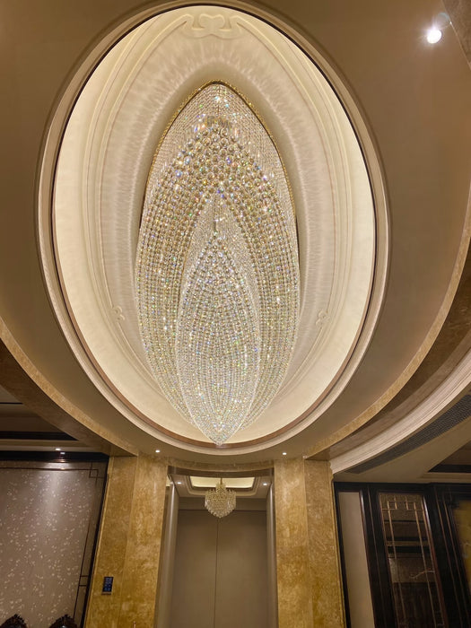 Flush Mounted Oval Crystal Chandelier for Hotel/Restaurant/Villa/Grand Foyer