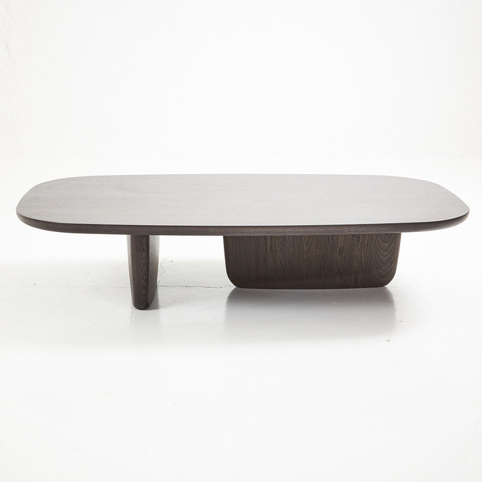 Mesa de centro moderna ovalada de madera en negro/marrón