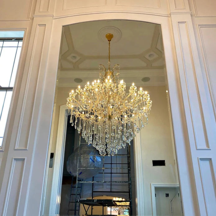 Lámpara de araña de cristal multicapa moderna clásica para escalera/vestíbulo/villa