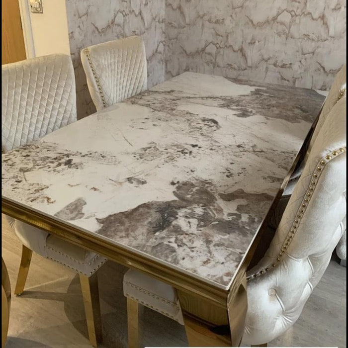 Luxury Velvet Dining Chair in Gold/Chrome Finish Color