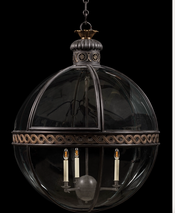 Custom Vintage Oxidized Raw Brass Chandelier