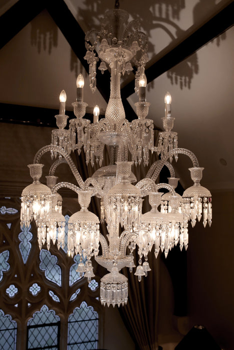 Candelabro de cristal de vela multicapa grande real de lujo para decoración de sala de estar/pasillo