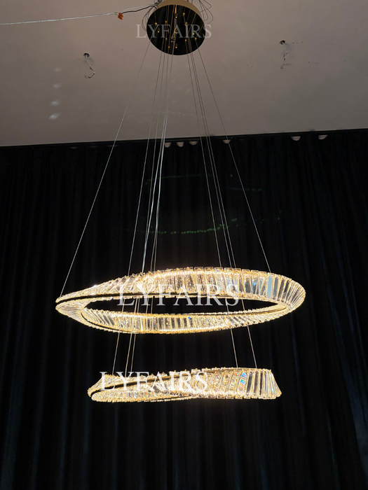 1/2/3-Ring Crystal Chandelier for Luxury Living/ Dining Room/Bedroom