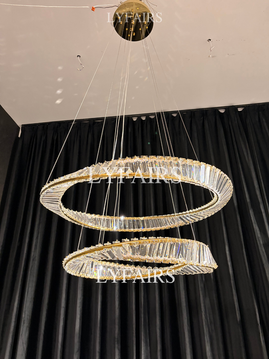 1/2/3-Ring Crystal Chandelier for Luxury Living/ Dining Room/Bedroom
