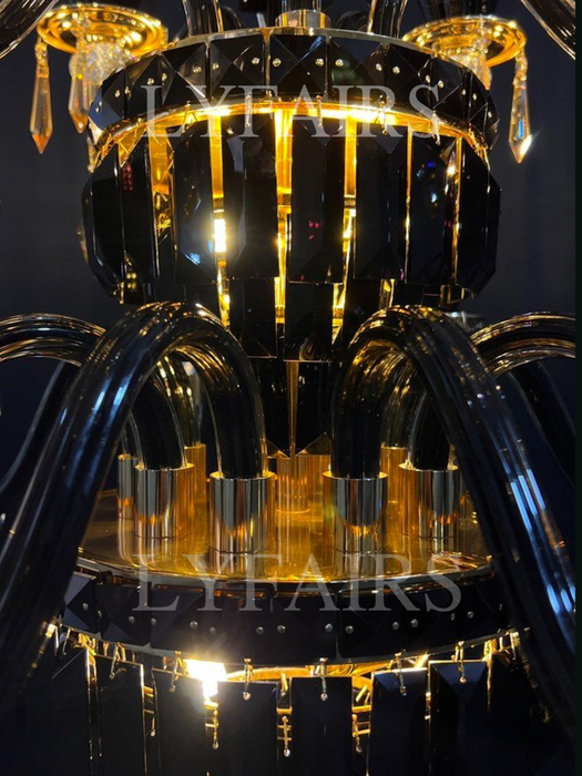 Lampadario di cristallo americano tradizionale con ramo di candela Lampadario di lusso nero e oro per soggiorno/sala da pranzo