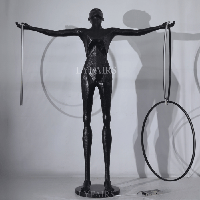 Black Human LED Rings Floor Lamp