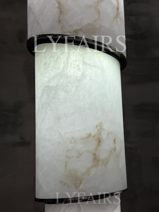 Contemporary Layered Oval Alabaster Column Pendant