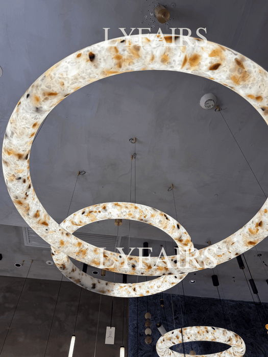Contemporary Mixed Mineral Ring Chandelier