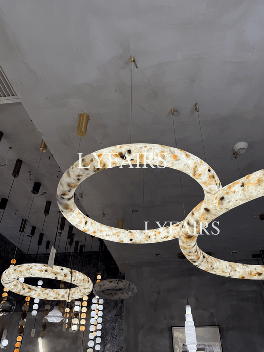 Contemporary Mixed Mineral Ring Chandelier