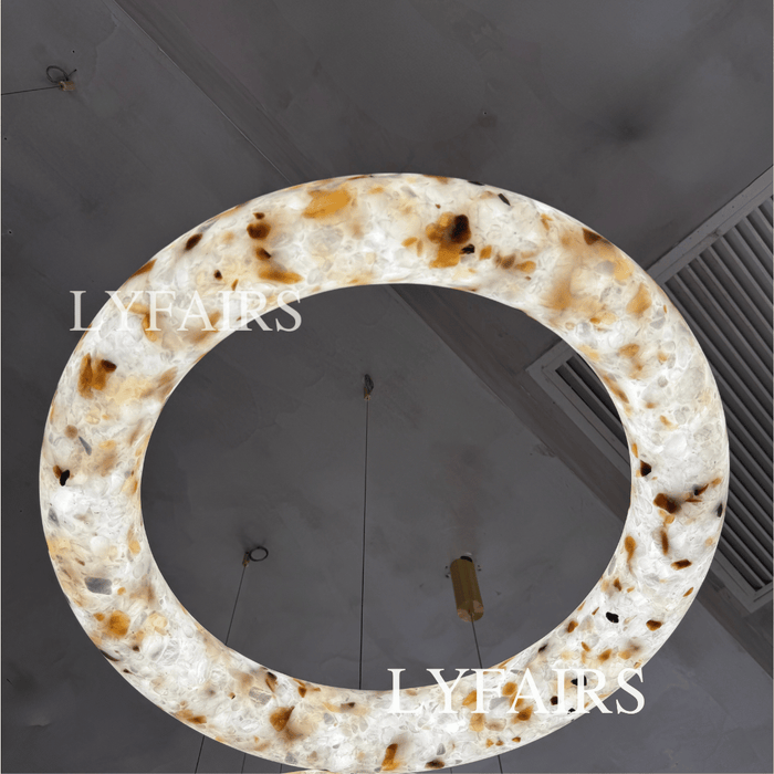 Contemporary Mixed Mineral Ring Chandelier