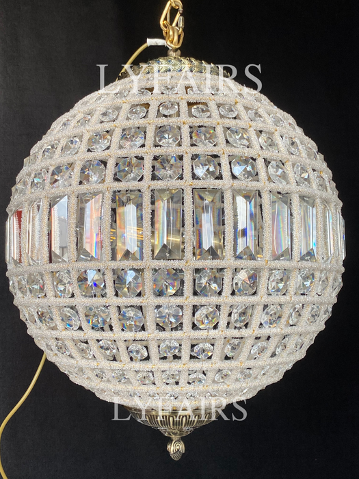 Lámpara de araña de cristal esférica elegante Vintage modelo de diseñador para sala de estar/vestíbulo/pasillo