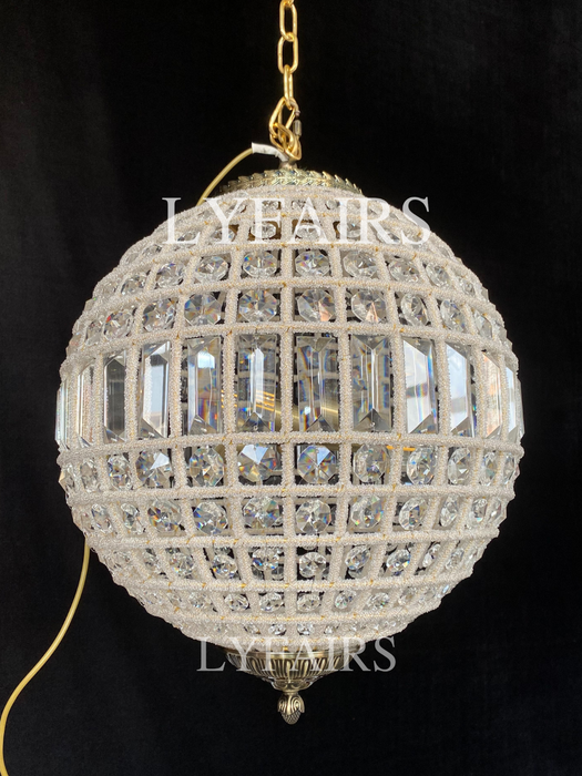 Lámpara de araña de cristal esférica elegante Vintage modelo de diseñador para sala de estar/vestíbulo/pasillo