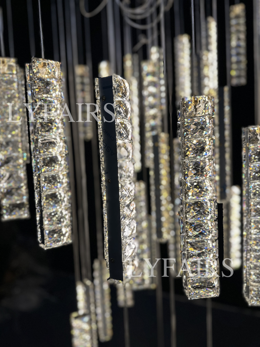 Extra Large Modern Spiral Crystal Ceiling Light Decoration for Staircase/ High Ceiling Living Room/ Hotel Lobby/ Hallway