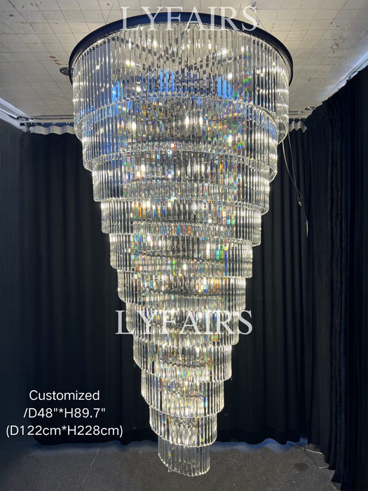 Extra Large Multi-Tiered  Spiral Crystal Chandelier In Black Finish