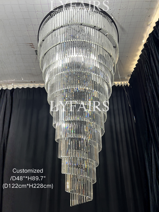Extra Large Multi-Tiered  Spiral Crystal Chandelier In Black Finish