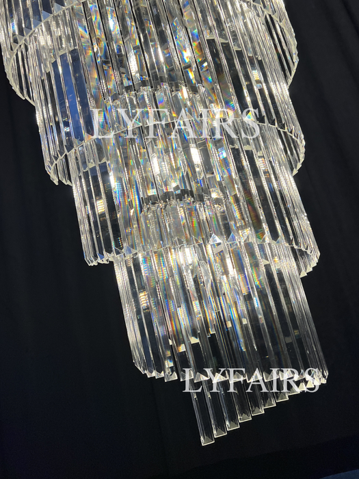 Extra Large Multi-Tiered  Spiral Crystal Chandelier In Black Finish