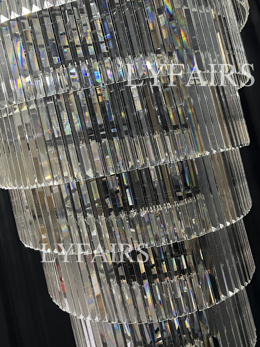 Extra Large Multi-Tiered  Spiral Crystal Chandelier In Black Finish