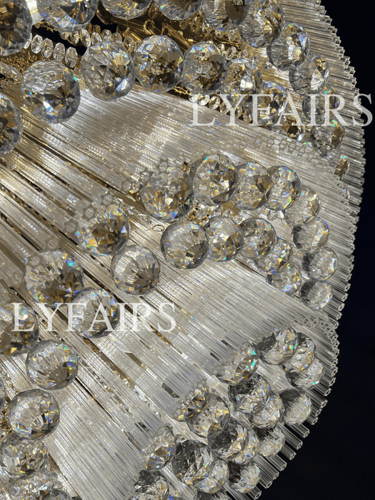 Extra Large Three Layers Round Luxury Flush Mounted Crystal Chandelier for Living Room