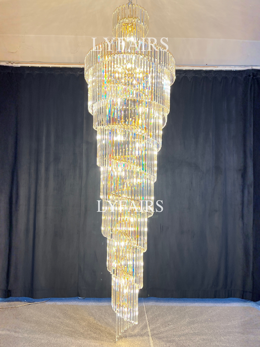 Lampadario di cristallo a spirale della scala del foyer a più livelli Hall dell'hotel/apparecchio di illuminazione a sospensione a soffitto alto ingresso
